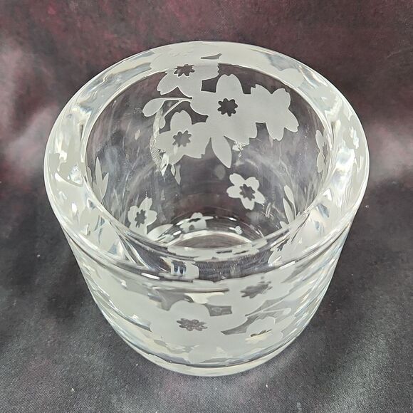 💜PartyLite Sakura Clear Frosted Etch Cherry Blossom Votive Holder Set of 2 - Picture 9 of 12